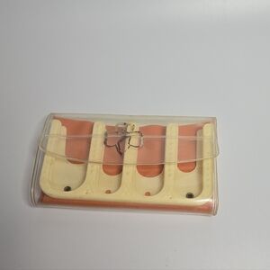 Clear Orange and Cream Vinyl Clutch Wallet